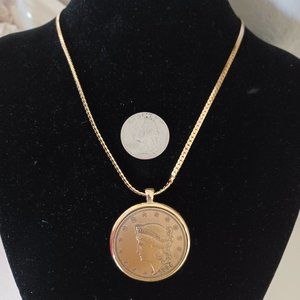 San Francisco Twenty Dollar Gold coin Replica, 1980s, 18 Kt gold plated
